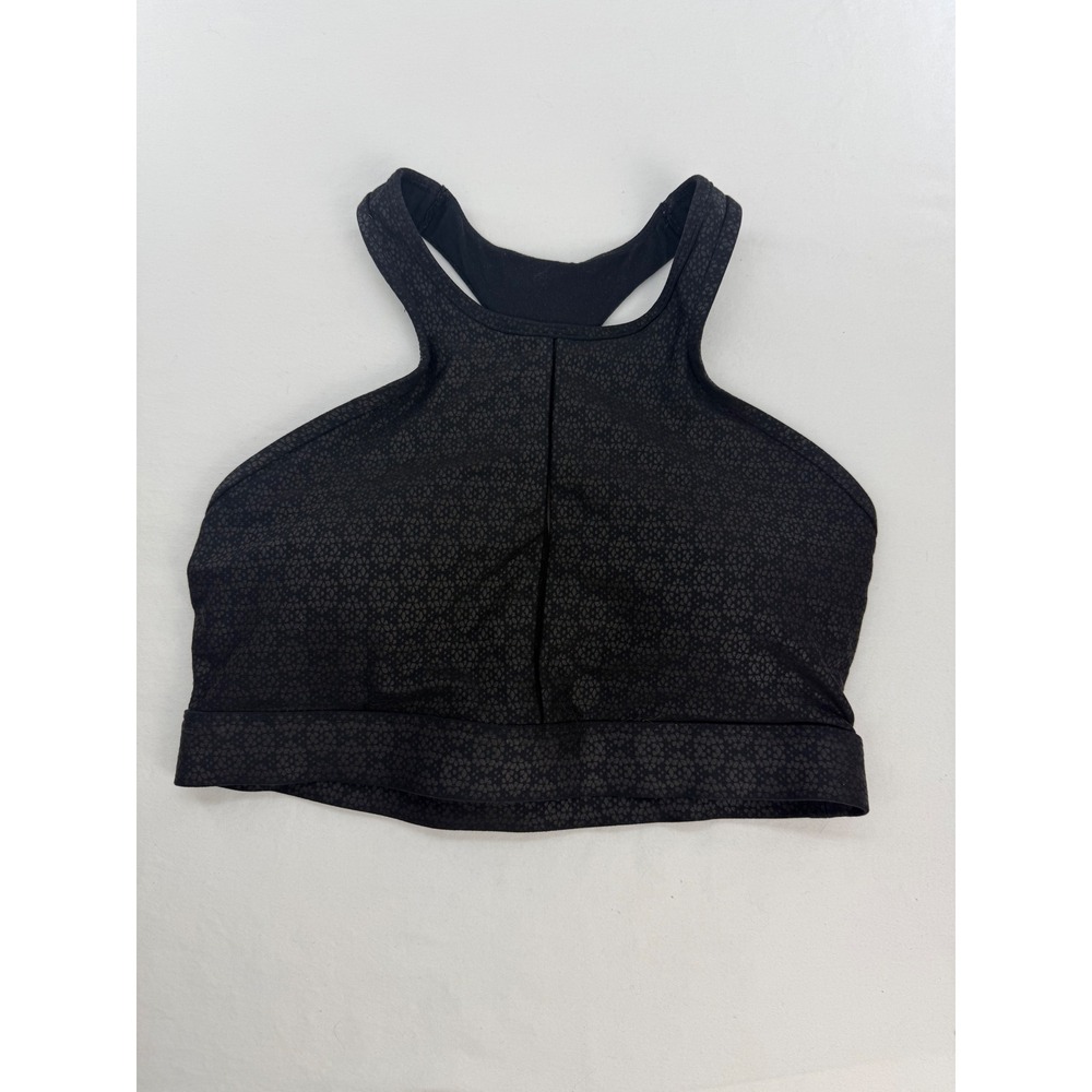 Zyia Active Womens Black Textured High Neck‎ Racerback Sports Bra Size Medium